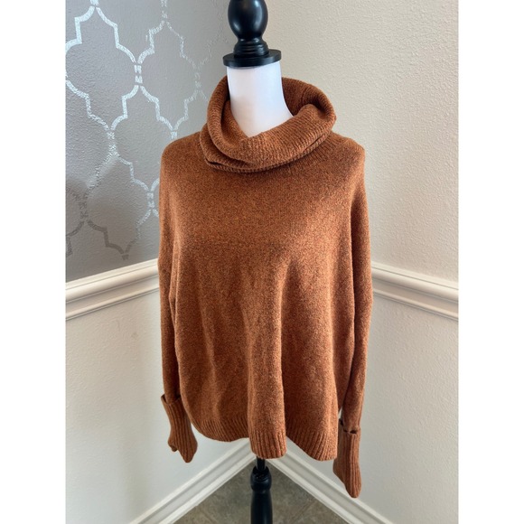 Chelsea 28 Sweaters - Chelsea 28‎ Womens Orange Heather Cowl Neck Long Sleeve Pullover Sweater
